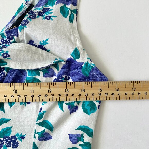 Vintage 90s Mini Floral V Neck Dress Lolita Fit Flare Cottagecore Coastal Boho - Picture 6 of 13